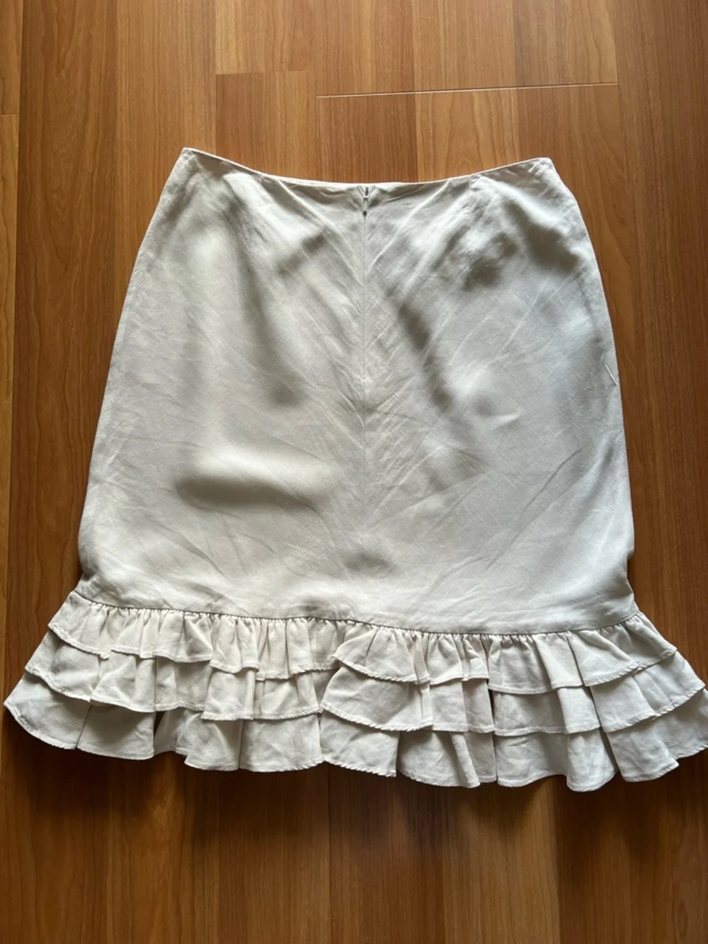 Ralph Lauren Black Label Ivory Silk Linen Ruffle Skirt 10P - Picture 7 of 8